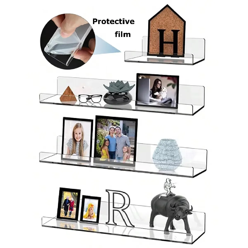 Clear Acrylic Book Stand Holder - Lot de 2 étagères murales flottantes
