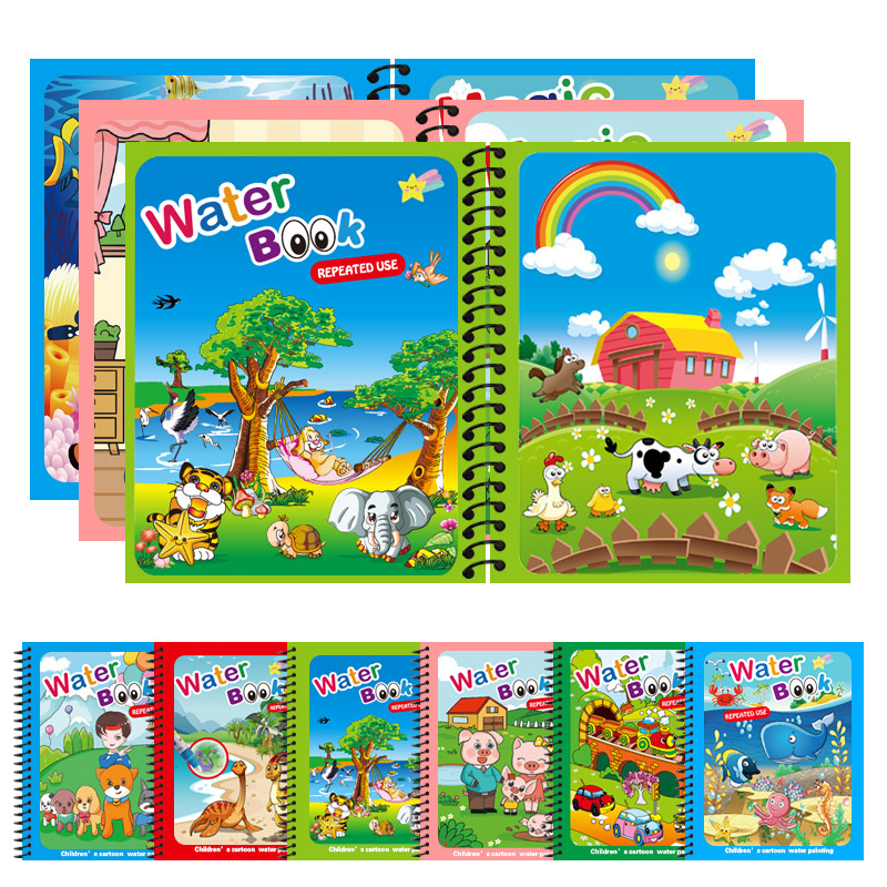 Reusable Water Magic Coloring Book - Livre de coloriage magique réutilisable Montessori