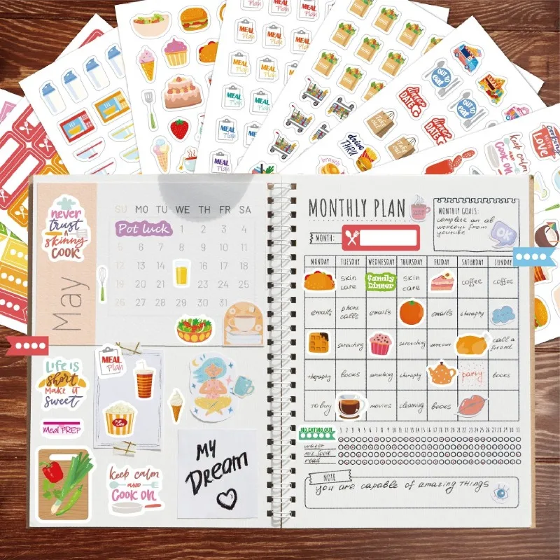 Stationery Books - Autocollants de planification des aliments, papeterie