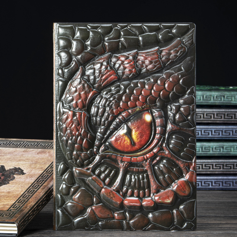 Carnet en cuir gaufré Dragon v - Vintage Leather Journal Notebook avis et prix