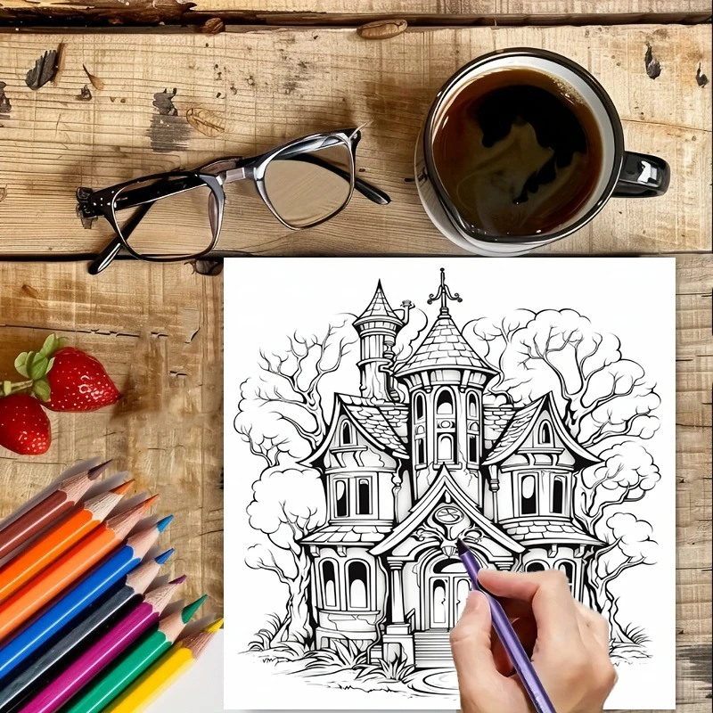 Livre de coloriage Maison Hant - Adult Coloring Book Stress Relief avis et prix