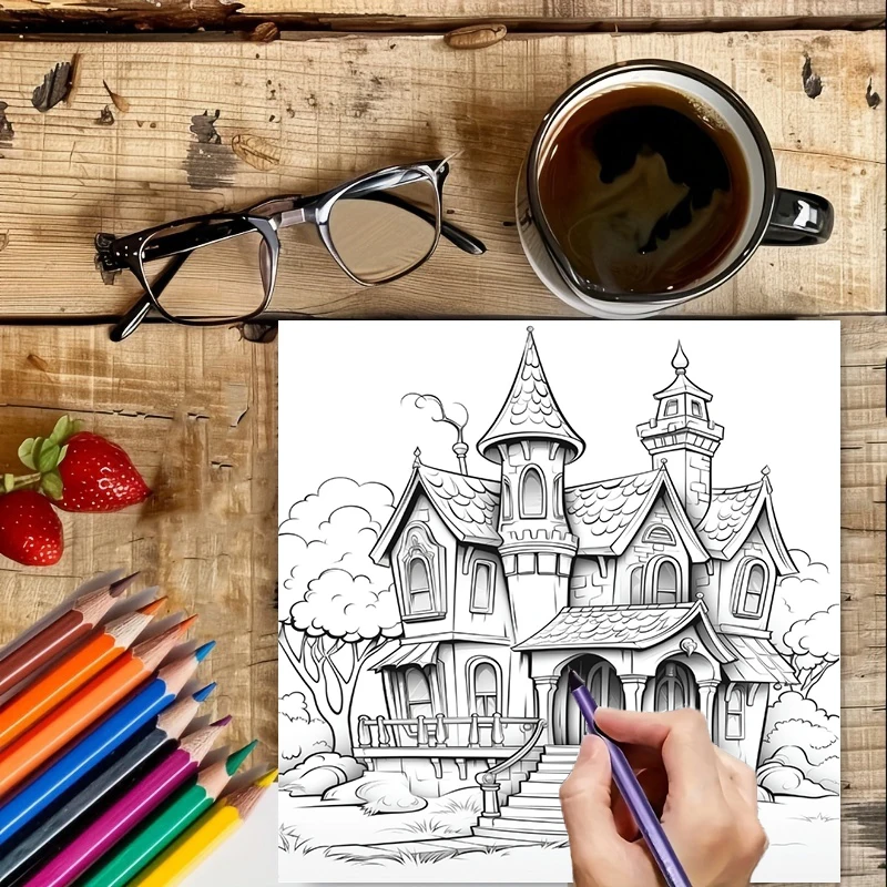 Livre de coloriage Maison Hant - Adult Coloring Book Stress Relief avis et prix