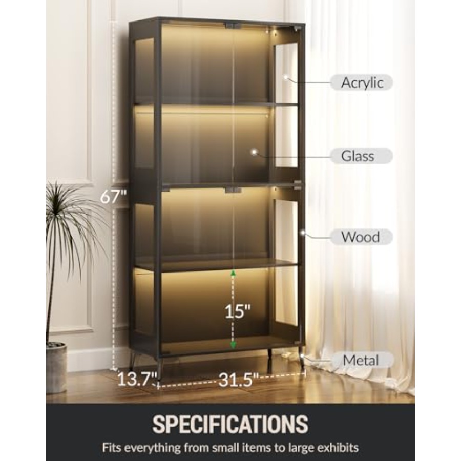 Vitrine en verre avec portes p - Books avis et prix